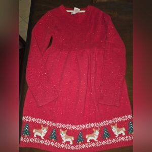 Cynthia Rowley Red Knit Dress with Festive Design